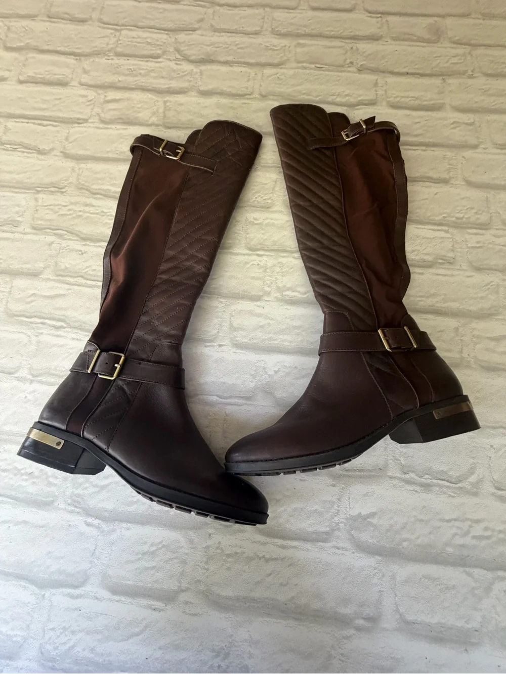 Vince Camuto Panyma Quilted Over-the-Knee Riding Boots - Dark Brown Size 8.5